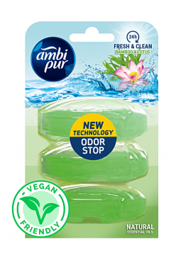 Запаска для підвісного блоку для туалету Ambi Pur Odor Stop 5в1 Бамбук і лотос, 3 х 55 г